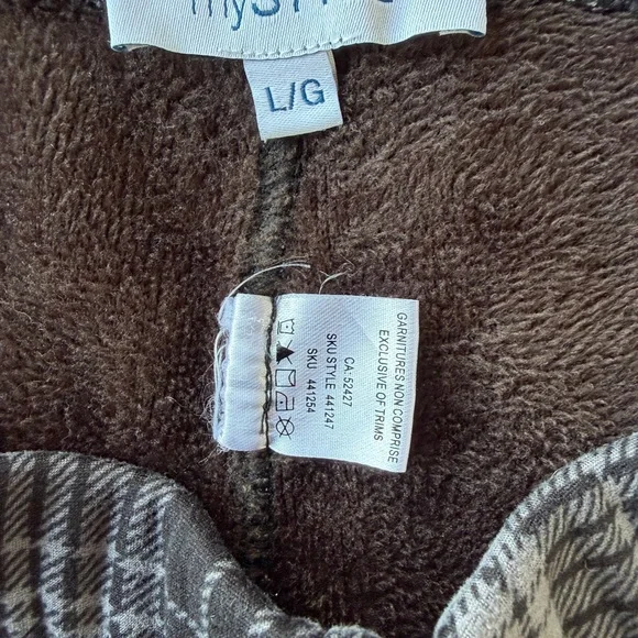 MyStyle Plaid Pull On Pants Lined Gray Black Straight Leg Size Large - Picture 4 of 4